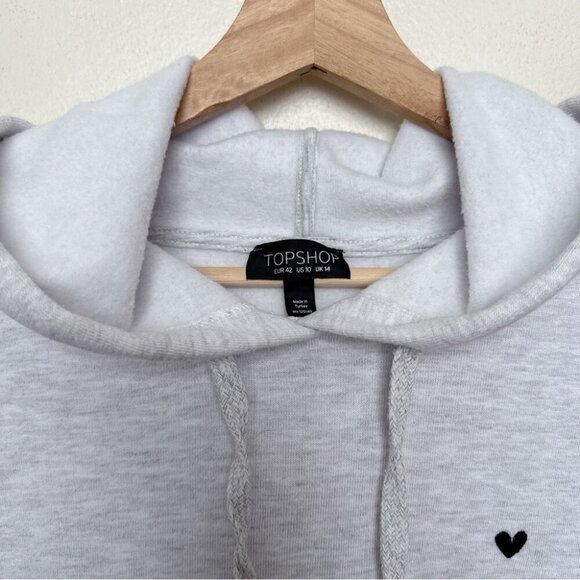 Topshop Womens 10 Embroidered Heart Warm Liner Hoodie - Picture 11 of 16
